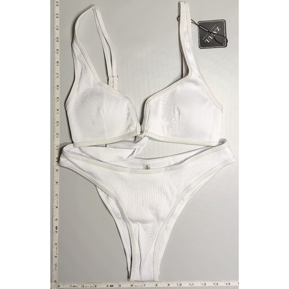 NWT ZAFUL Medium V-wire Tankini White bikini set - Picture 1 of 6